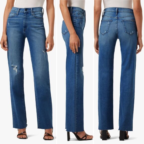 Joe’s Jeans High Rise Wide Leg Distressed Jean in Belenos Medium Wash Size 26 - Picture 10 of 14